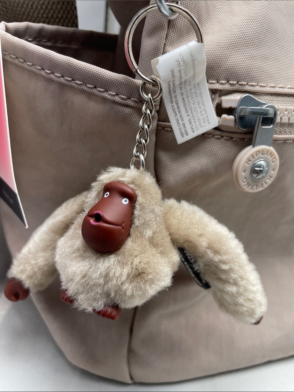 Kipling Light Beige Messenger Crossbody with Signature Monkey Charm - Picture 14 of 14